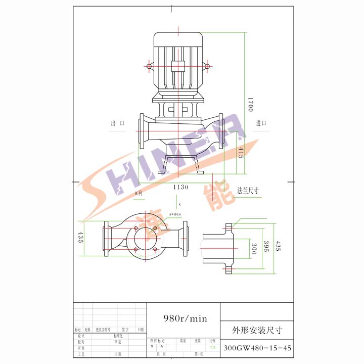 防堵塞管道排污泵安裝尺寸圖